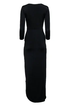 Lovers + Friends - Black Stretch Waist Knot Deep V Formal Dress Sz S