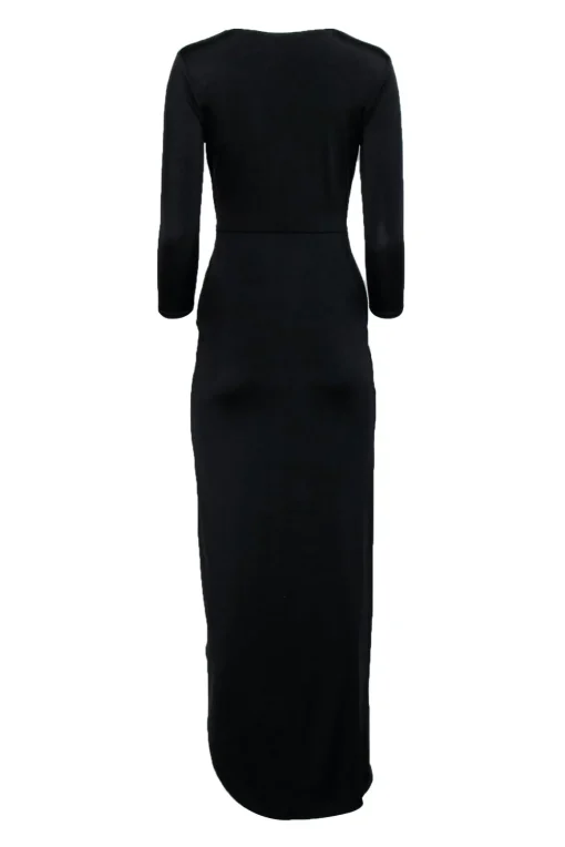 Lovers + Friends - Black Stretch Waist Knot Deep V Formal Dress Sz S