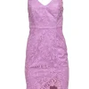 Lovers + Friends - Lavender Mesh Floral Embroidered Sheath Dress w/ Lace Trim Sz XS