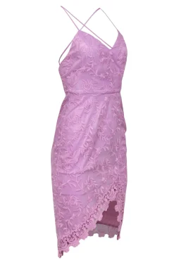 Lovers + Friends - Lavender Mesh Floral Embroidered Sheath Dress w/ Lace Trim Sz XS