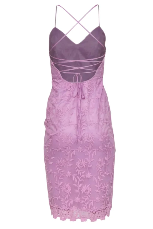 Lovers + Friends - Lavender Mesh Floral Embroidered Sheath Dress w/ Lace Trim Sz XS