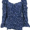 Lovers + Friends - Purple Puffed Sleeve Star Printed Blouse Sz XS