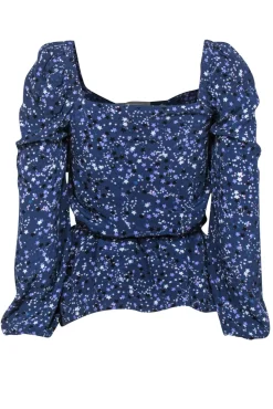 Lovers + Friends - Purple Puffed Sleeve Star Printed Blouse Sz XS