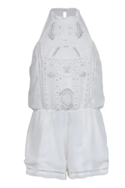 Lovers + Friends - White Sleeveless Beaded Embellished Romper Sz M