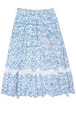 LoveShackFancy - Floral Print Midi Prairie Skirt Sz M