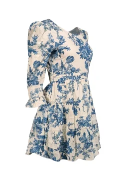LoveShackFancy - Ivory & Blue Floral Cotton Dress Sz 2