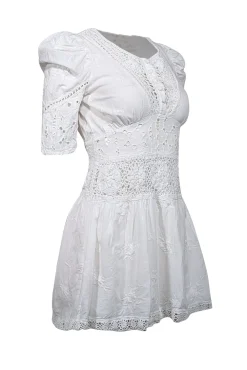 LoveShackFancy - Ivory Eyelet Short Sleeve Dress Sz 0