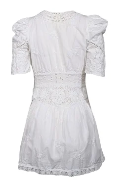 LoveShackFancy - Ivory Eyelet Short Sleeve Dress Sz 0