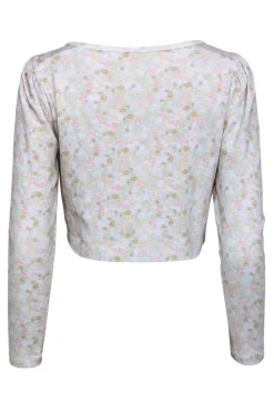 LoveShackFancy - Light Blue Floral Print Cropped Cardigan Sz XS