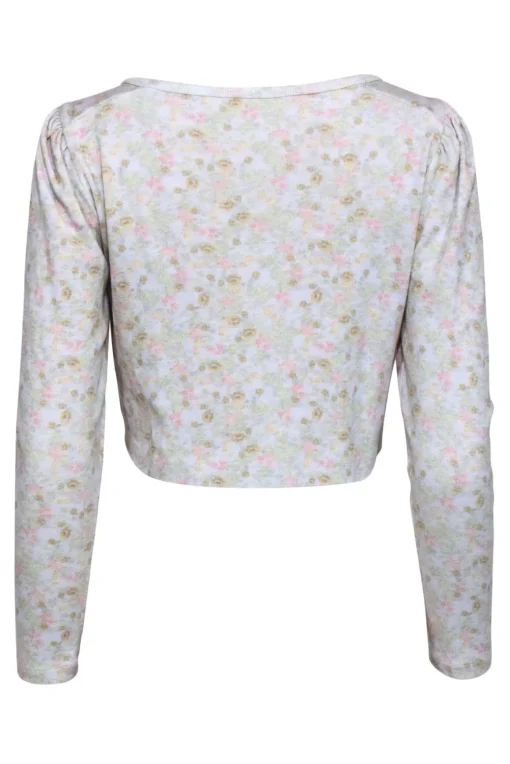 LoveShackFancy - Light Blue Floral Print Cropped Cardigan Sz XS