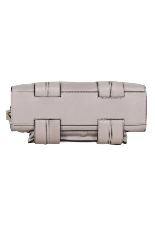 Luana Italy - Grey Leather w/ Fur Trim Crossbody Bag
