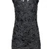 M & Guia for Intermix - Silver Metallic Lace Sheath Dress w/ Back Cutout Sz S