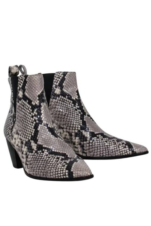M. Gemi - Grey & Black Snake Print Booties Sz 8