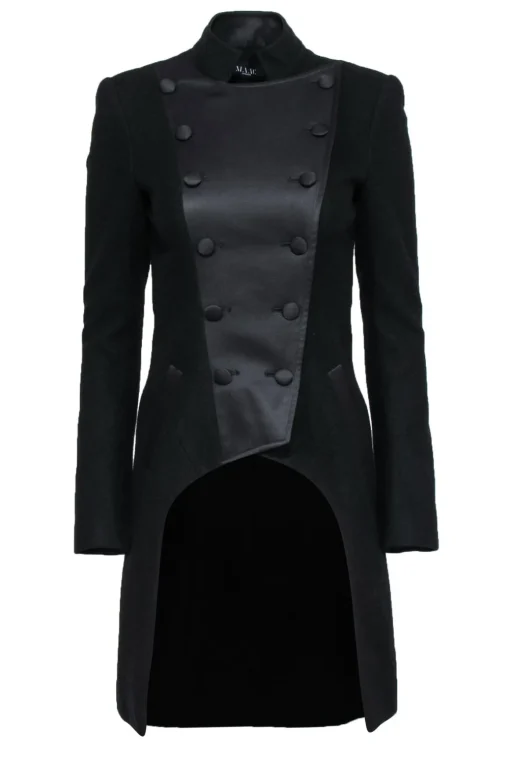 MAAC London - Black Longline Double Breasted Wool Blend Coat Sz 4