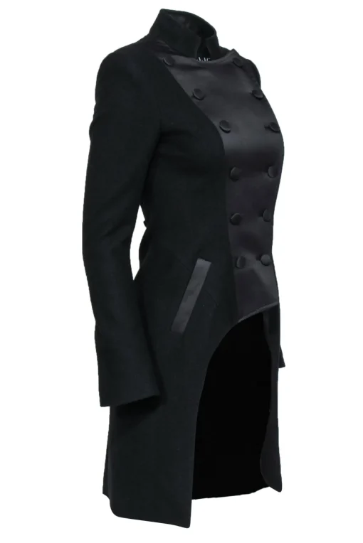 MAAC London - Black Longline Double Breasted Wool Blend Coat Sz 4