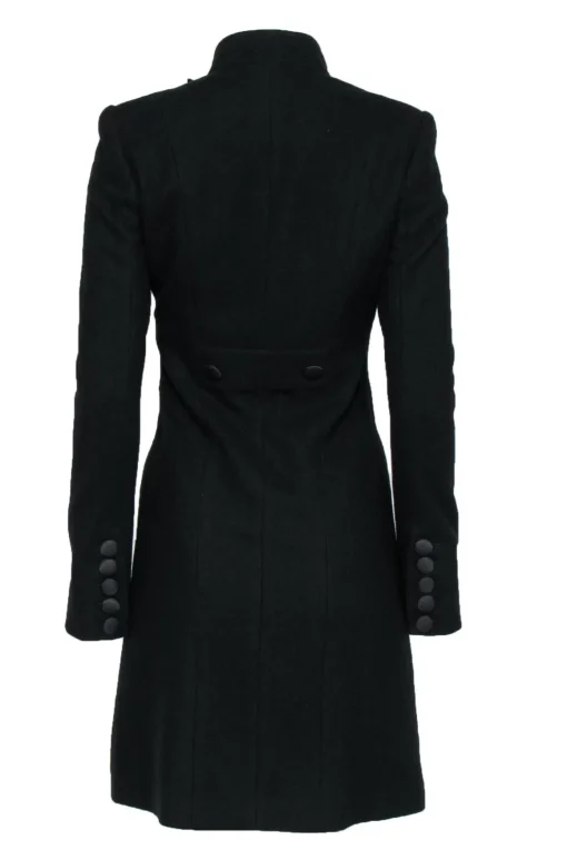 MAAC London - Black Longline Double Breasted Wool Blend Coat Sz 4