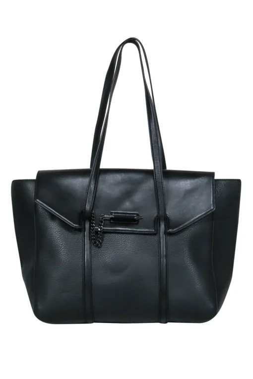 Mackage - Black Pebbled Leather Tote w/ Arrow Clasp