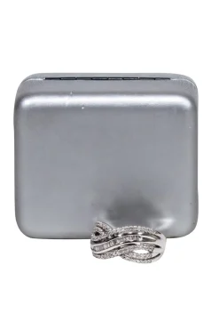 Macy's - Sterling Silver Crossover Diamond Ring Sz 7