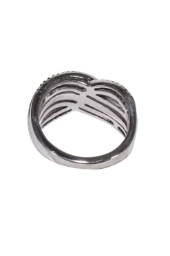 Macy's - Sterling Silver Crossover Diamond Ring Sz 7