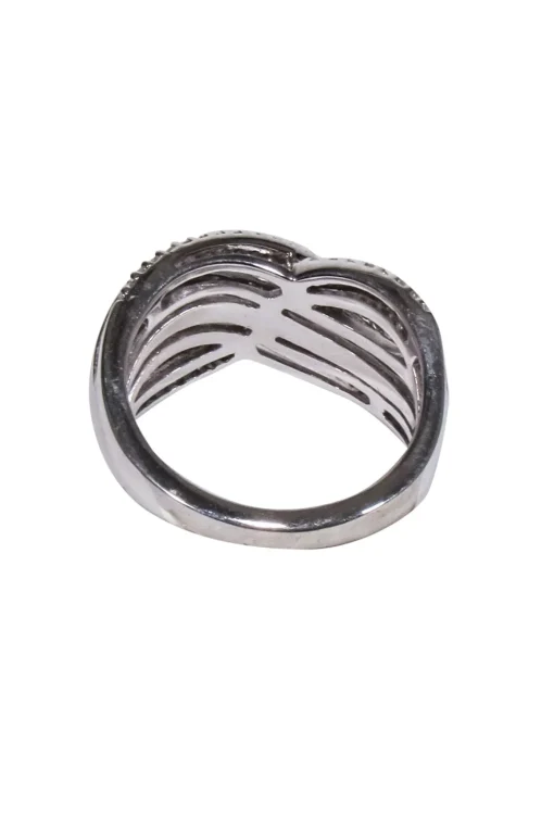 Macy's - Sterling Silver Crossover Diamond Ring Sz 7