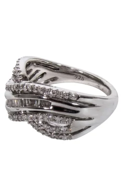 Macy's - Sterling Silver Crossover Diamond Ring Sz 7