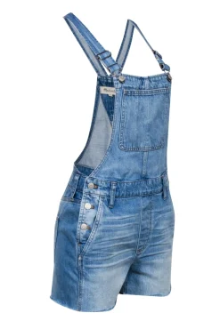 Madewell - Light Wash Denim Raw Hem Overall Romper Sz XS