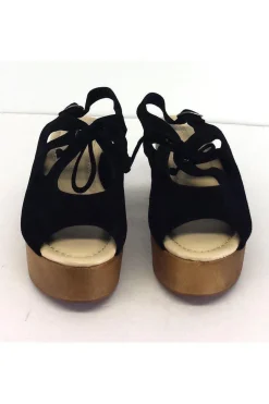 Madison Harding - Black Suede Wooden Platform Heels Sz 7