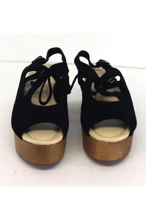 Madison Harding - Black Suede Wooden Platform Heels Sz 7