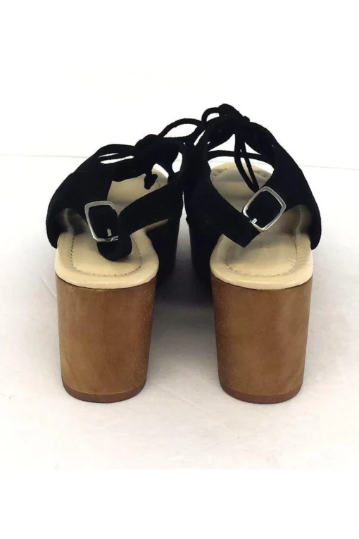 Madison Harding - Black Suede Wooden Platform Heels Sz 7