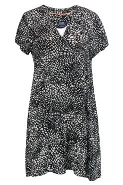 Maeve - Black & White Dot Print Shift Dress Sz MP