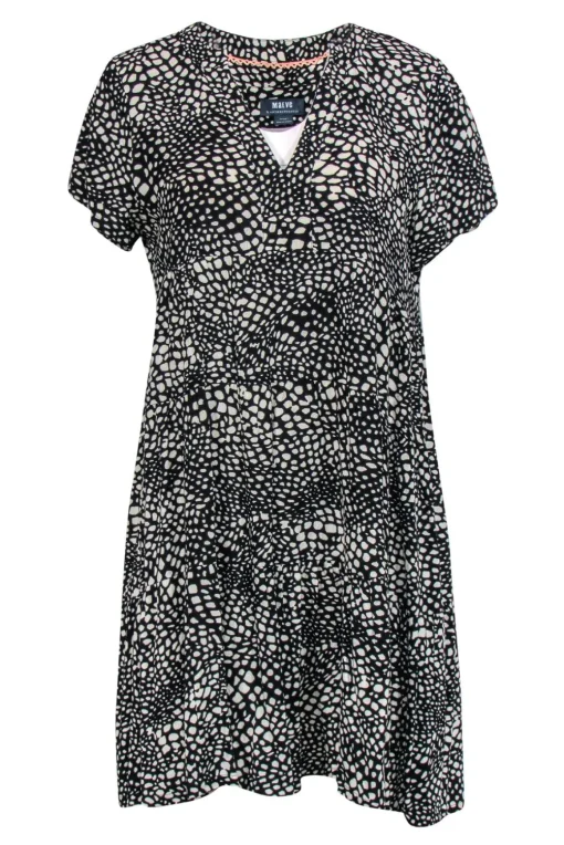 Maeve - Black & White Dot Print Shift Dress Sz MP