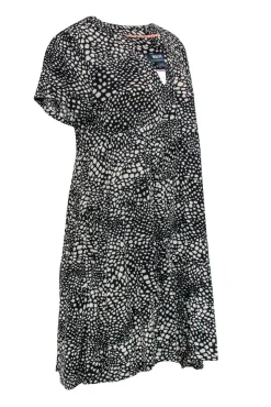 Maeve - Black & White Dot Print Shift Dress Sz MP