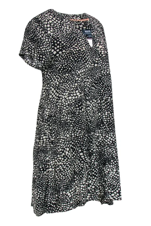 Maeve - Black & White Dot Print Shift Dress Sz MP