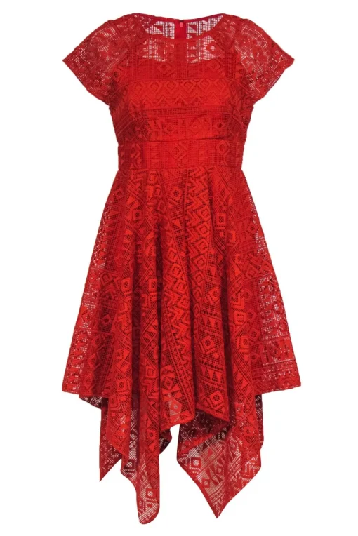 Maeve - Burnt Orange Bohemian Lace Scarf Hem A-Line Dress Sz 4