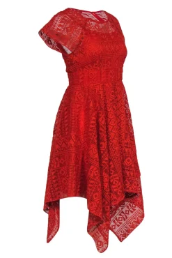 Maeve - Burnt Orange Bohemian Lace Scarf Hem A-Line Dress Sz 4