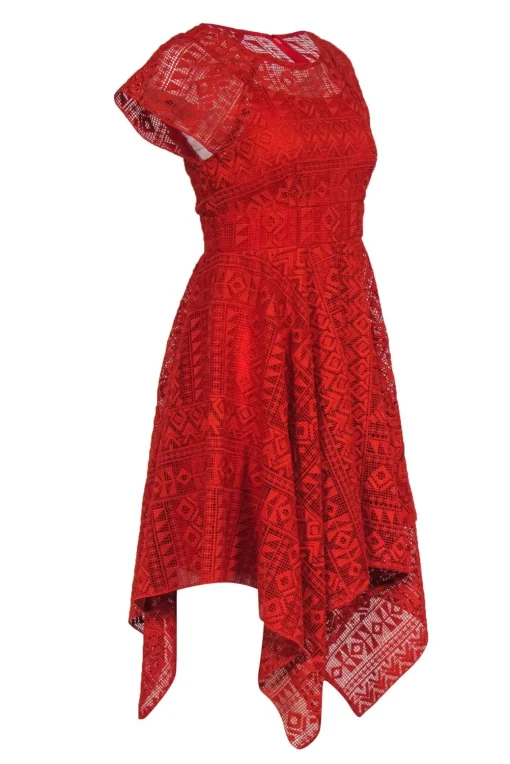 Maeve - Burnt Orange Bohemian Lace Scarf Hem A-Line Dress Sz 4
