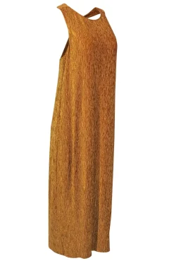 Maeve - Mustard Crinkled Velvet Sleeveless Maxi Dress Sz M
