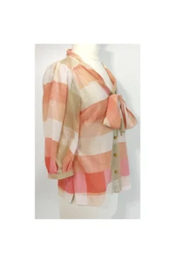 Maeve - Peach & Tan Cotton & Silk Blouse Sz 0