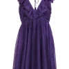 Maeve - Purple Ruffled Tulle Mini Dress Sz S