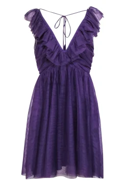 Maeve - Purple Ruffled Tulle Mini Dress Sz S