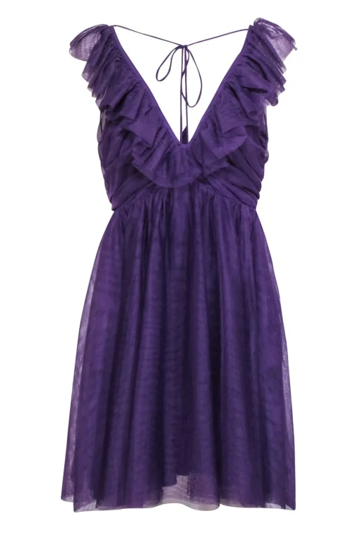 Maeve - Purple Ruffled Tulle Mini Dress Sz S