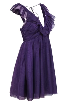 Maeve - Purple Ruffled Tulle Mini Dress Sz S