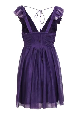 Maeve - Purple Ruffled Tulle Mini Dress Sz S