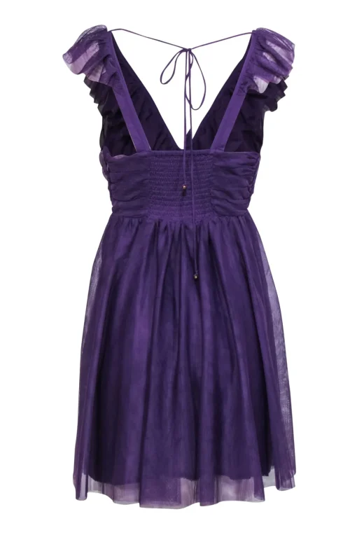 Maeve - Purple Ruffled Tulle Mini Dress Sz S