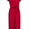 Maeve - Red Short Sleeve Cropped Wide Leg Jumpsuit w/ Tied Top Sz 6