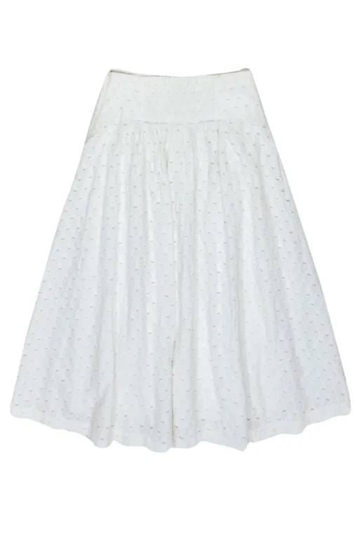 Maeve - White Eyelet & Embroidered Maxi Skirt w/ Faux Buttons Sz 0
