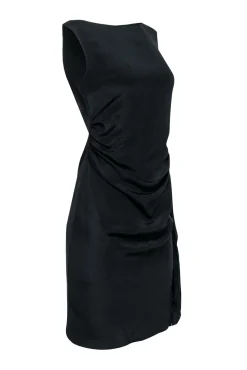 Magaschoni - Black Silk Ruched Sleeveless Dress Sz 2