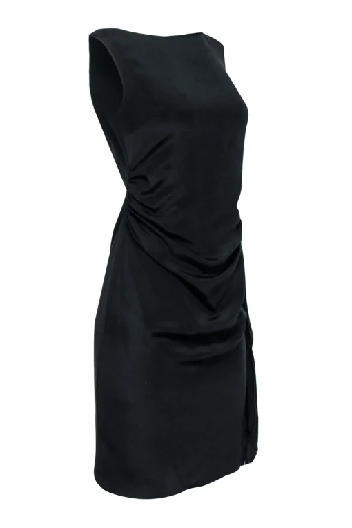 Magaschoni - Black Silk Ruched Sleeveless Dress Sz 2