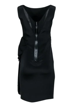 Magaschoni - Black Silk Ruched Sleeveless Dress Sz 2