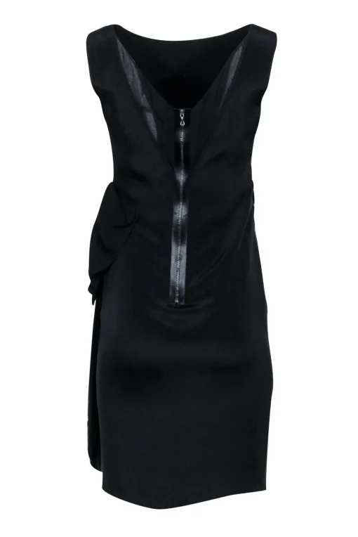 Magaschoni - Black Silk Ruched Sleeveless Dress Sz 2